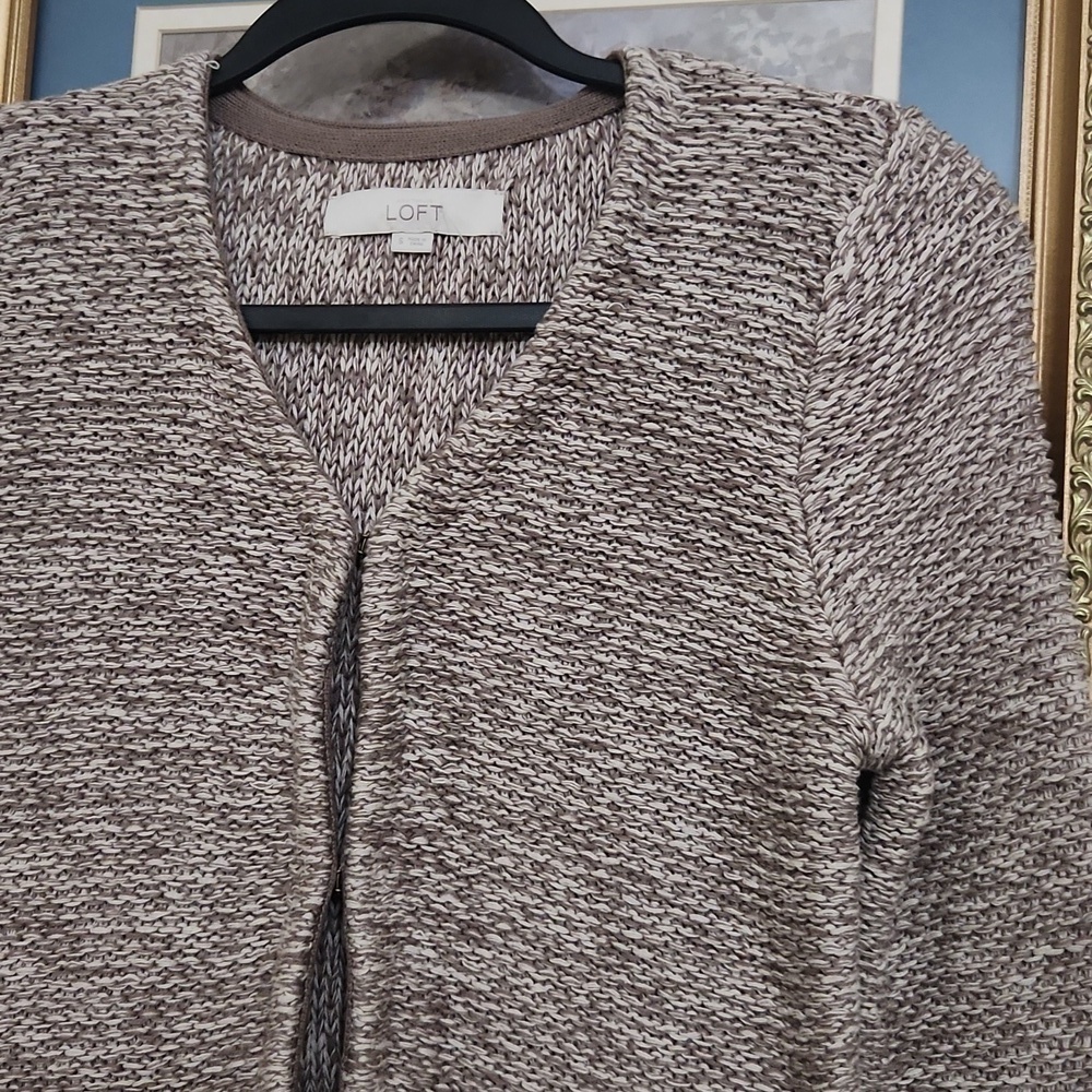 LOFT Sweater Blazer Size Small Knit Pockets 100%Cotton Career Contemporary - Picture 2 of 11